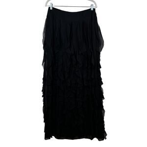 Worth Silk Maxi Skirt Y2K Handkerchief Black 8 Whimsy Goth Fairy Grunge Witchy